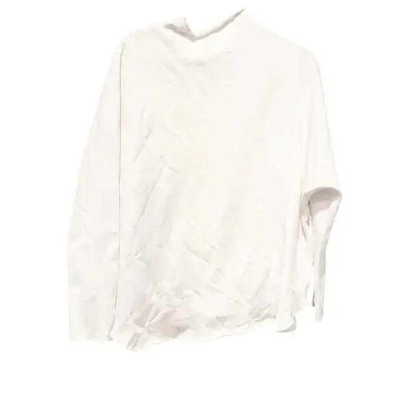 Frank & Eileen Women's Long-Sleeve Funnel Neck Capelet Sweater White Size S NWOT